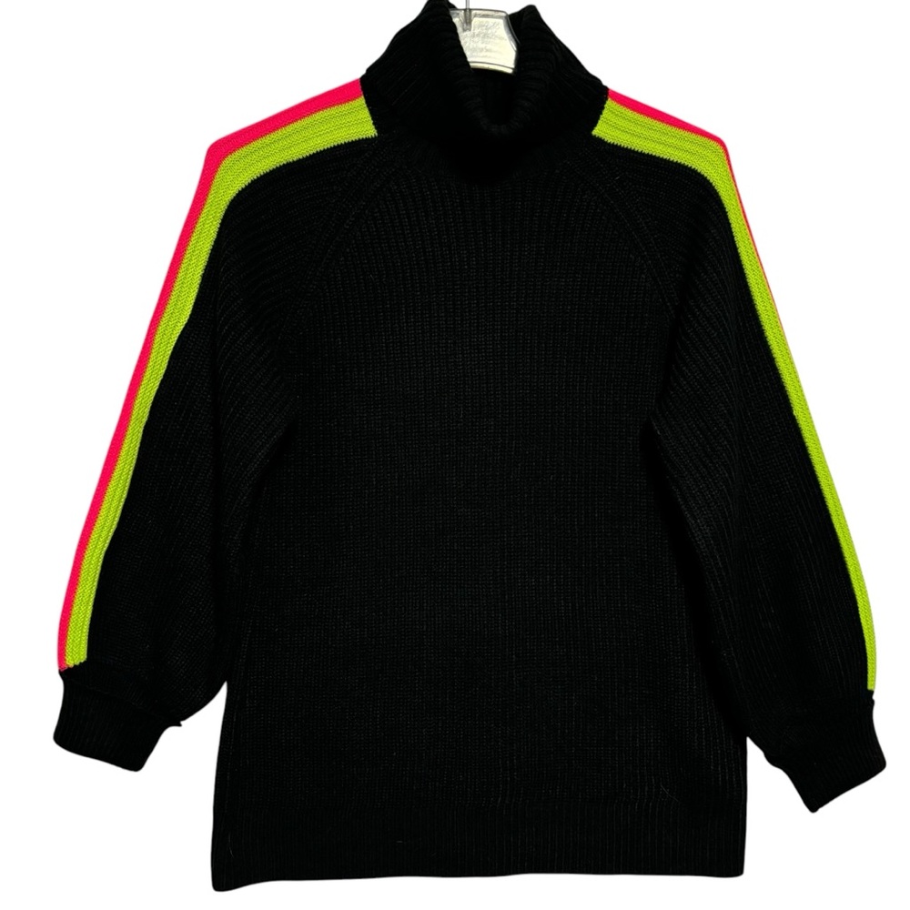 Future Collective Kahlana Barfield Black Neon Stripes Turtleneck LG LIKE NEW - Picture 2 of 14